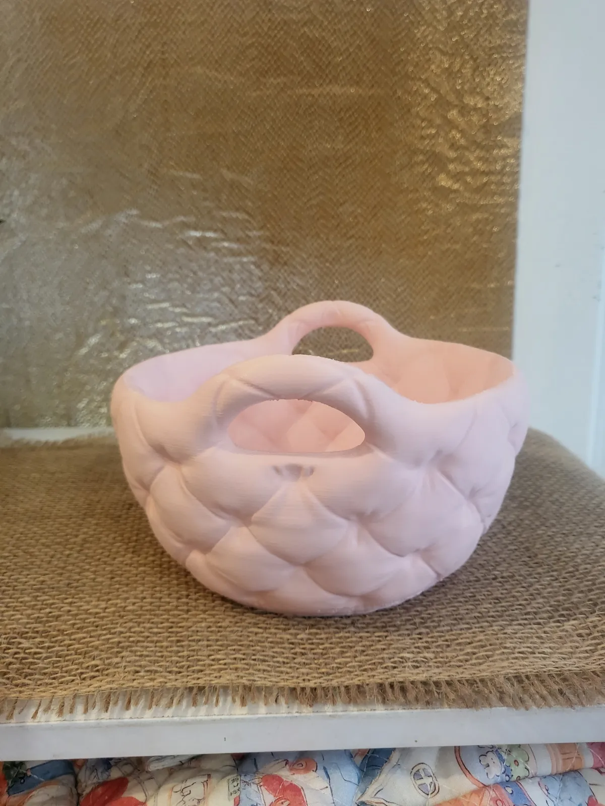 Corbeille / Vide-poche design matelassé rose poudré – Fait main – Sans marque 2