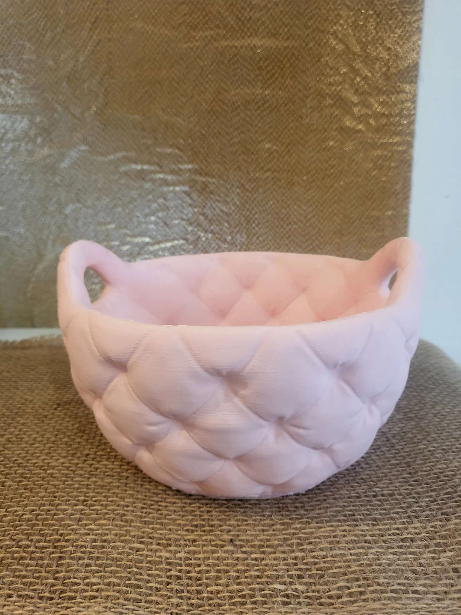 Corbeille / Vide-poche design matelassé rose poudré – Fait main