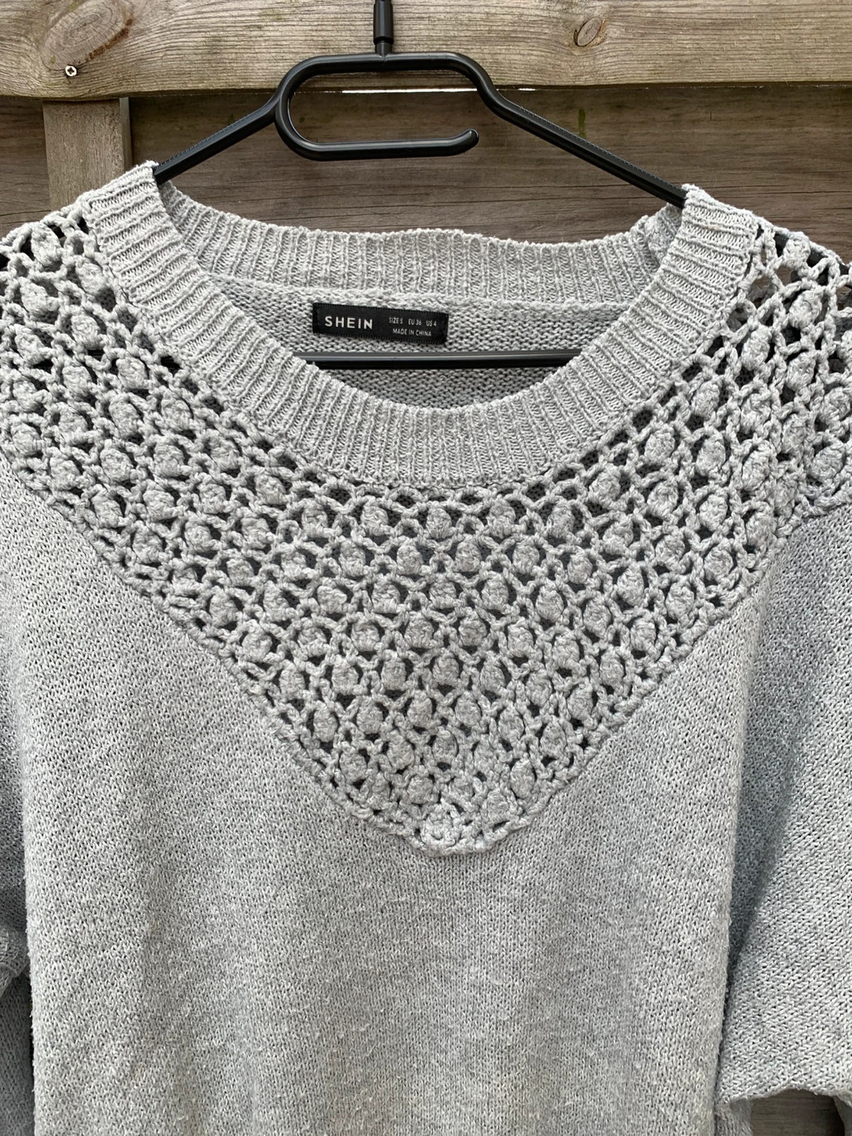 Pull gris clair en maille ajourée – taille S / 36 – Shein – taille S / 36 / 8 3