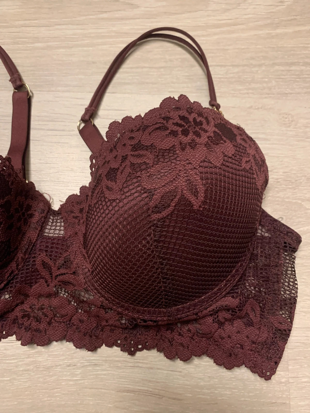 🩷 Soutien-gorge Undiz bordeaux en dentelle – 90D – Undiz – taille 90D 3