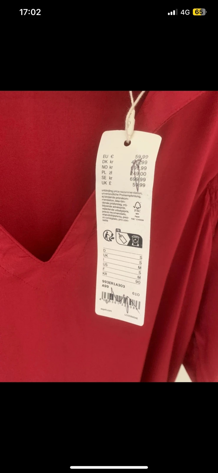 Robe ESPRIT manches courtes rouge neuve avec étiquette – Taille S – Esprit – taille S / 36 / 8 5