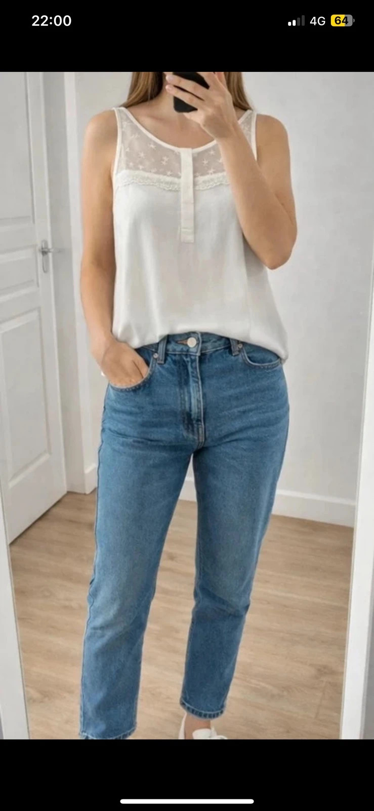 Top blanc Naf Naf taille 36 – dentelle & voile transparent – Naf Naf – taille S / 36 / 8 2