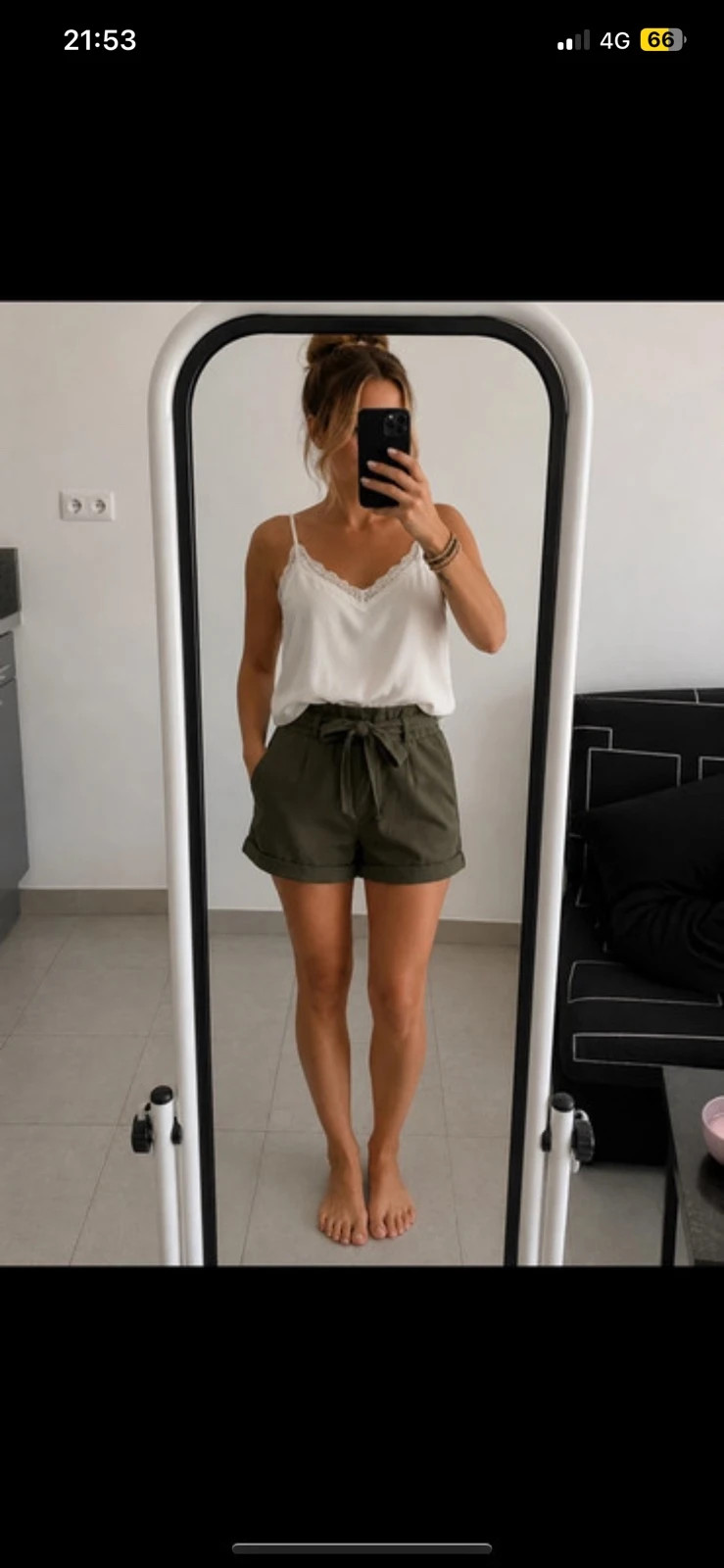 Short kaki fluide ceinturé – Taille S/36 – Très bon état 🤍 – La City – taille S / 36 / 8 2
