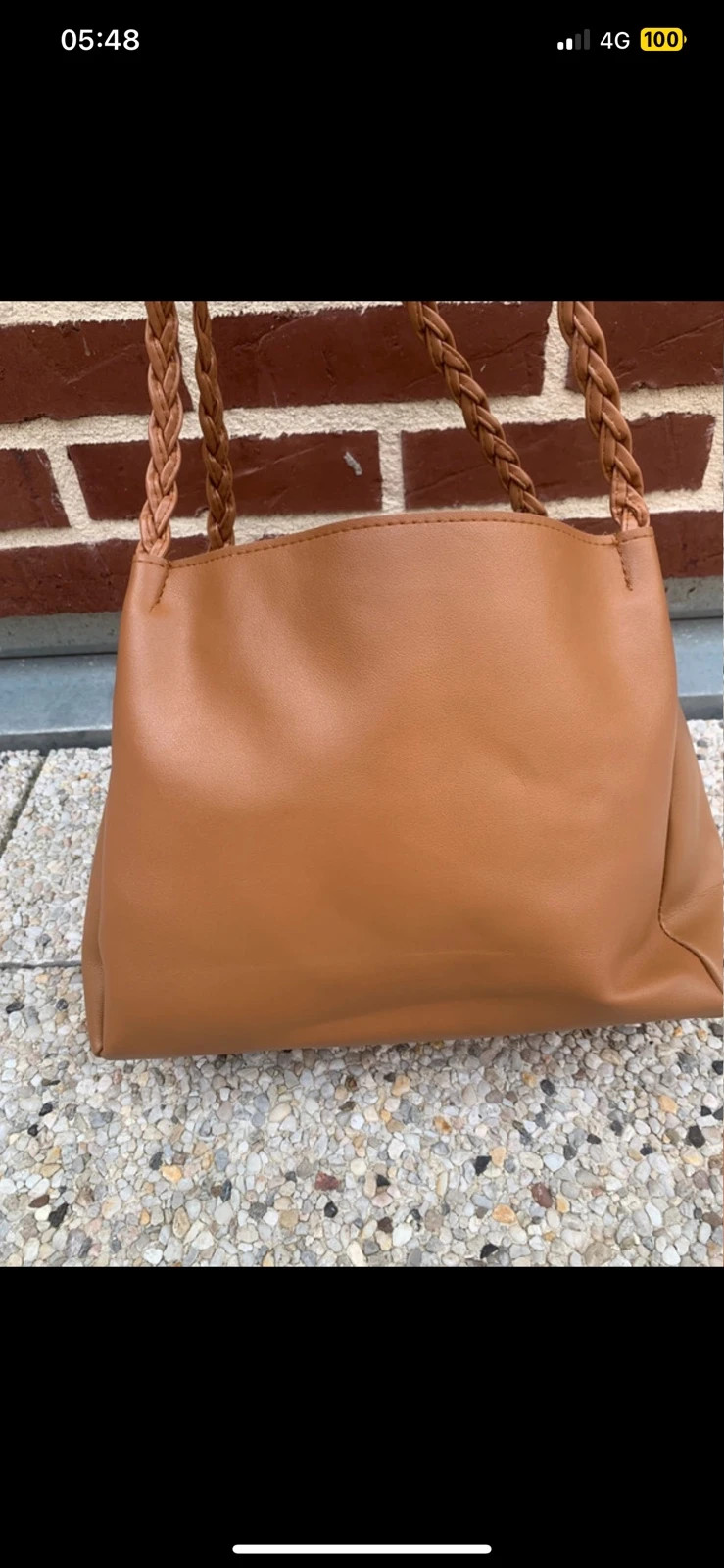 👜 Grand sac cabas camel avec anses tressées + foulard – Fashion 4