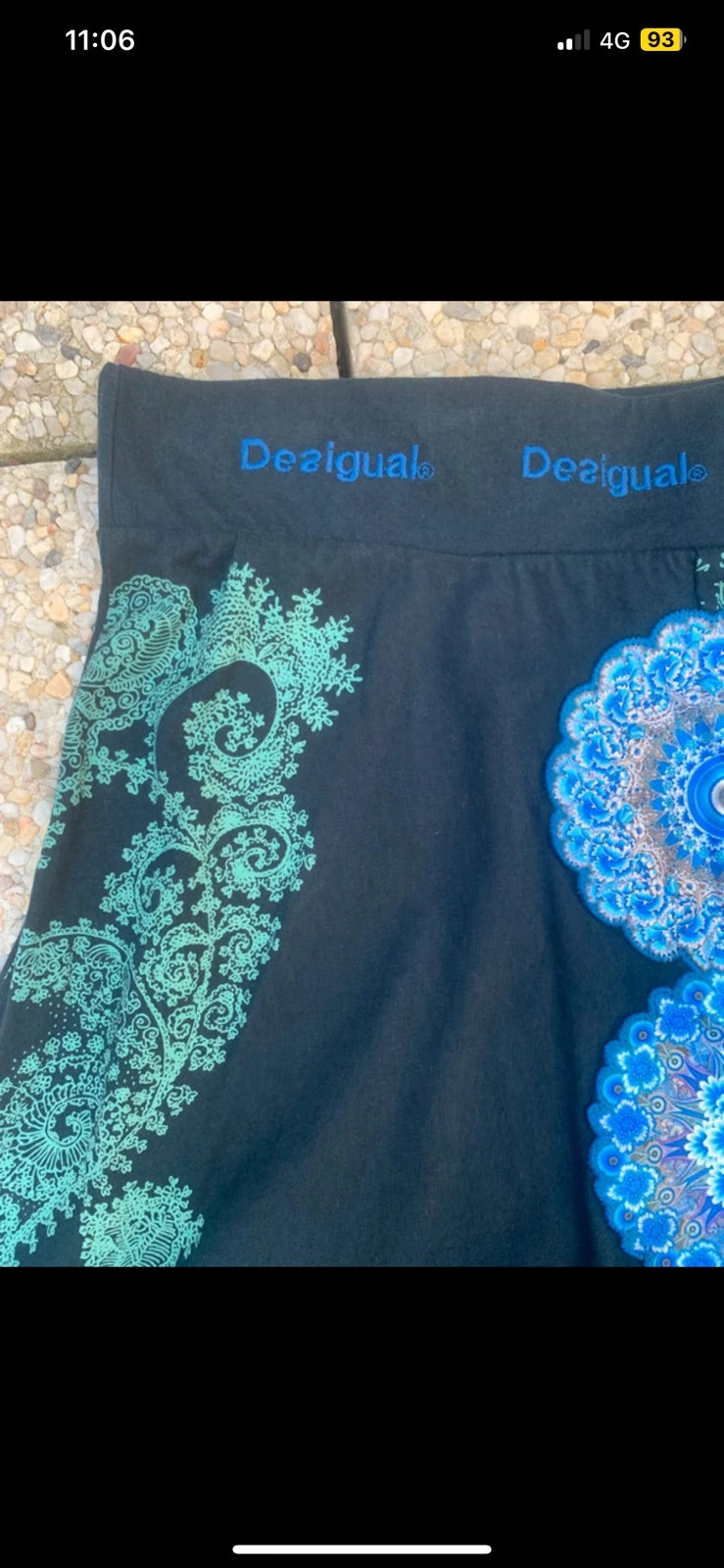 Jupe Desigual XXL noire 100 % coton imprimé mandala bleu bohème vintage – Desigual – taille XXL / 44 / 16 2
