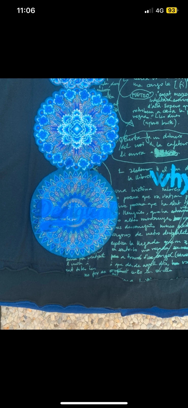 Jupe Desigual XXL noire 100 % coton imprimé mandala bleu bohème vintage – Desigual – taille XXL / 44 / 16 5