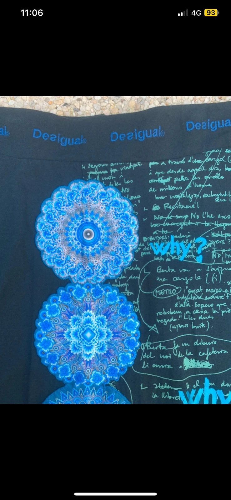Jupe Desigual XXL noire 100 % coton imprimé mandala bleu bohème vintage – Desigual – taille XXL / 44 / 16 4