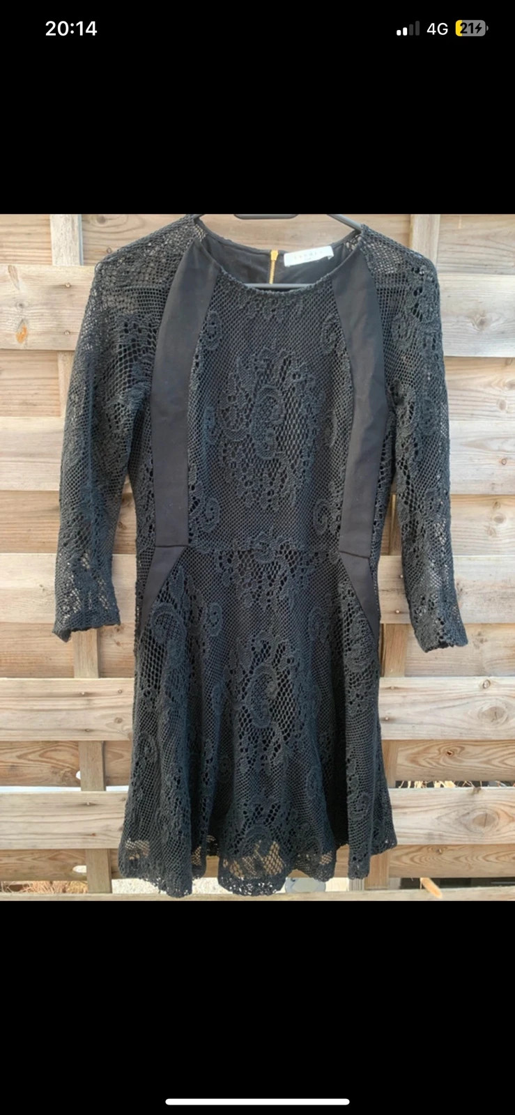 🖤 Robe courte noire Sandro Paris en dentelle manches longues – T.1 / S (36) élégante chic soirée – Sandro – taille S / 36 / 8 2