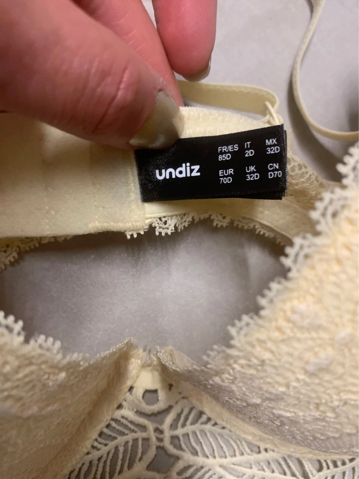 🤍 Soutien-gorge dentelle beige/ivoire/jaune pâle – Undiz – 85D – Undiz – taille 85D 4