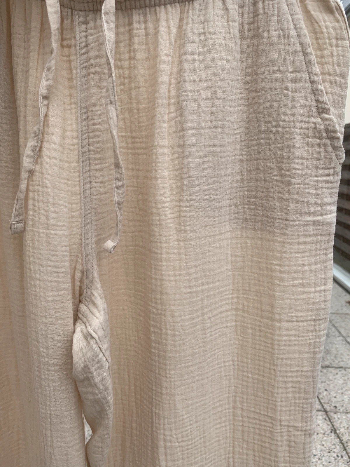 Pantalon femme beige écru fluide – taille S – 100% coton – neuf sans étiquette – taille S / 36 / 8 4