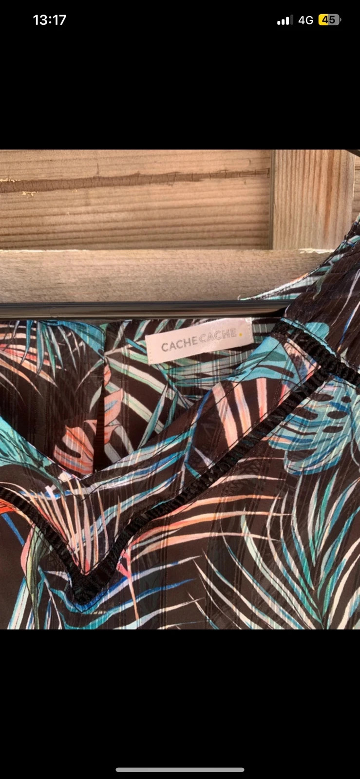 Blouse Cache Cache imprimé tropical fleuri exotique noir turquoise corail T36/S – Cache Cache – taille S / 36 / 8 3