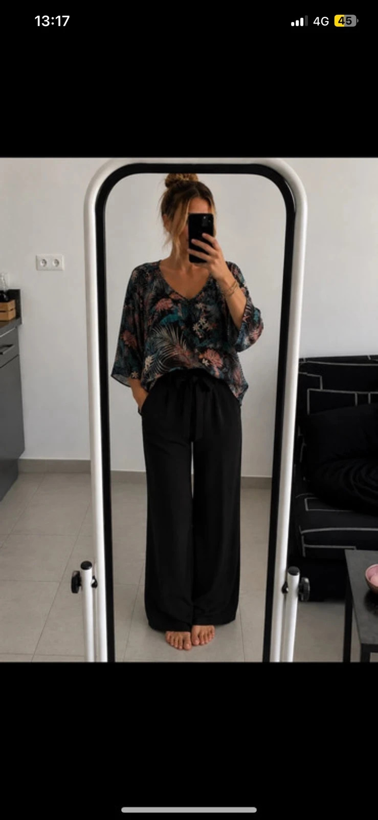Blouse Cache Cache imprimé tropical fleuri exotique noir turquoise corail T36/S – Cache Cache – taille S / 36 / 8 2