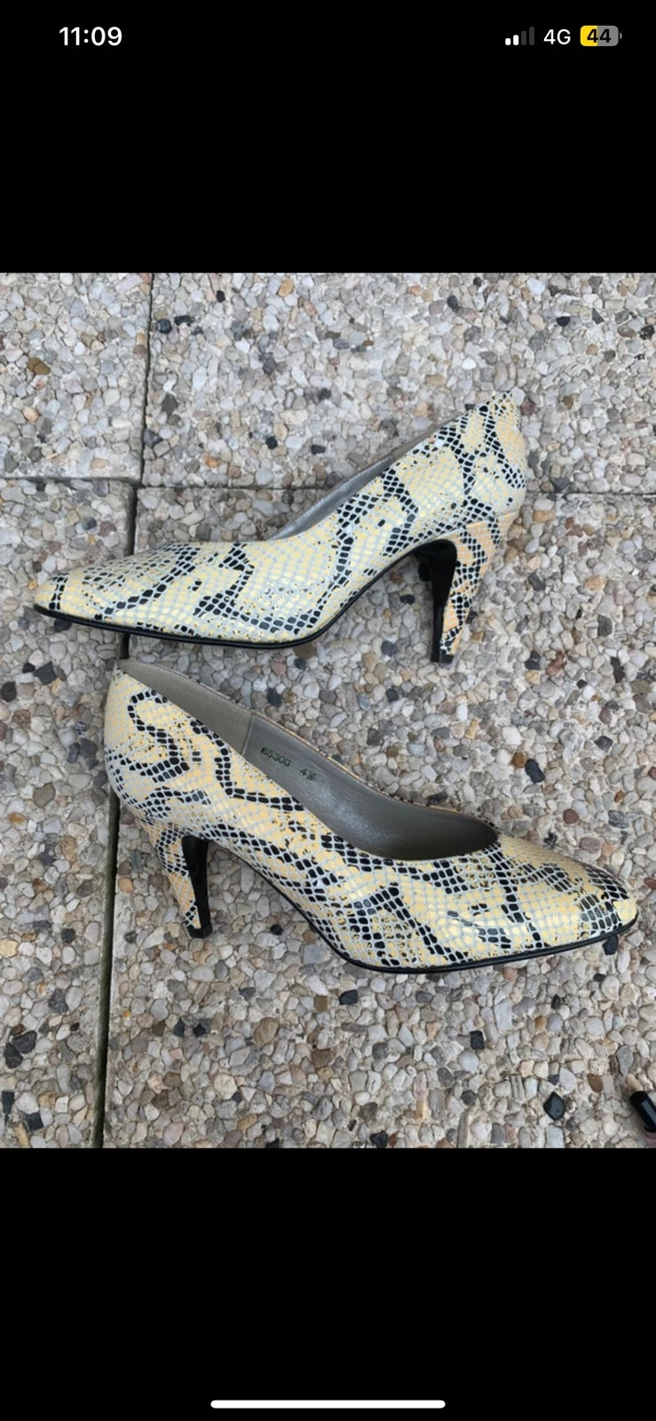 Sores Escarpins Femme Vintage Cuir Made in France Serpent Jaune Noir 37/37,5 – sorés – taille 37 5
