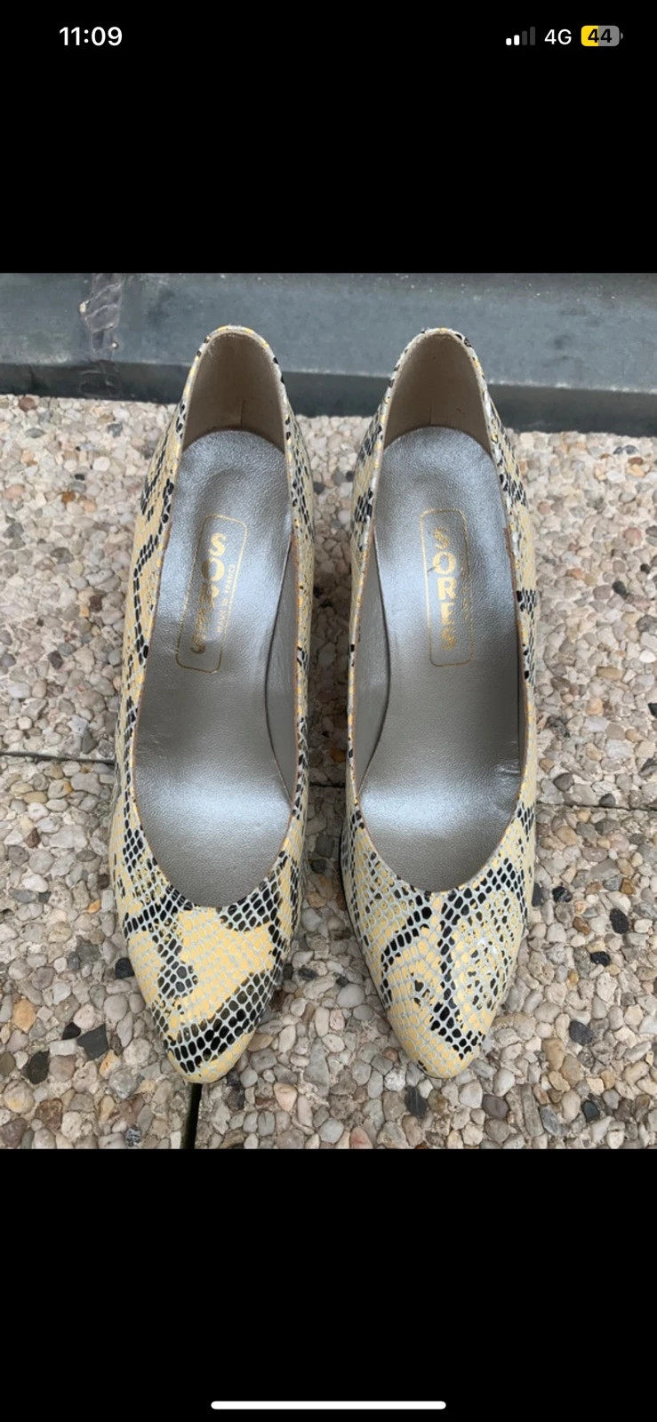 Sores Escarpins Femme Vintage Cuir Made in France Serpent Jaune Noir 37/37,5 – sorés – taille 37 2