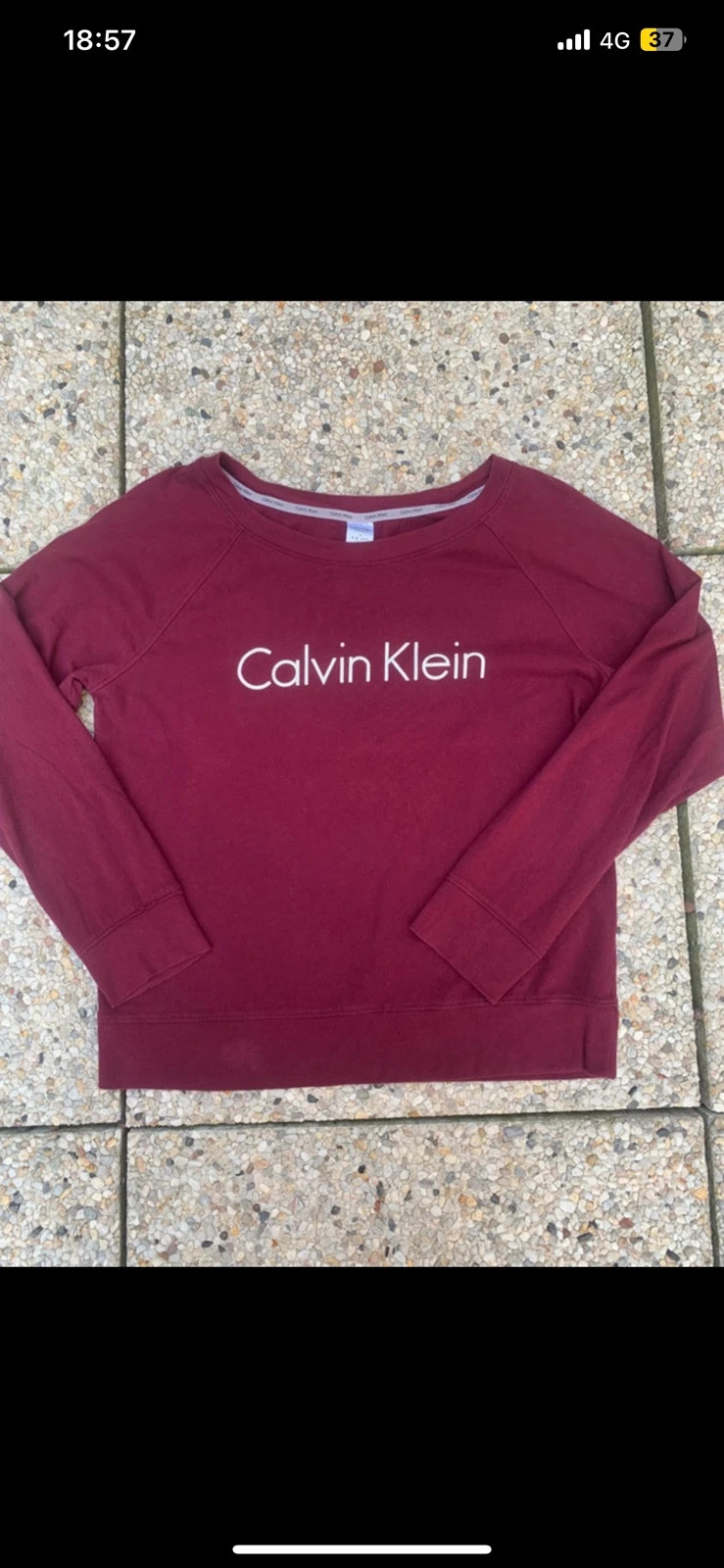 Sweat Calvin Klein Sleepwear bordeaux logo – Taille M (taille plutôt S) – Calvin Klein – taille S / 36 / 8 2