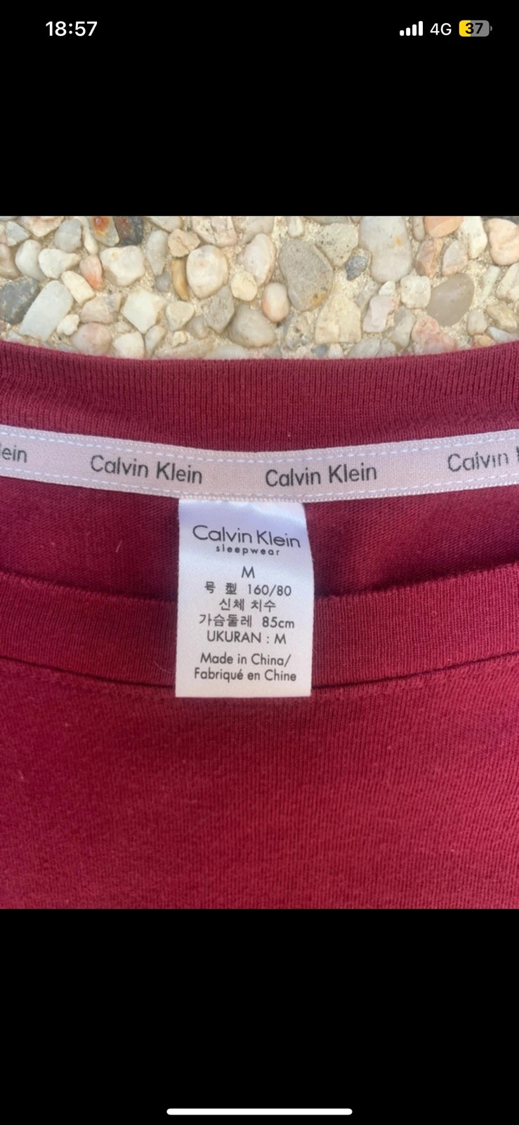 Sweat Calvin Klein Sleepwear bordeaux logo – Taille M (taille plutôt S) – Calvin Klein – taille S / 36 / 8 3