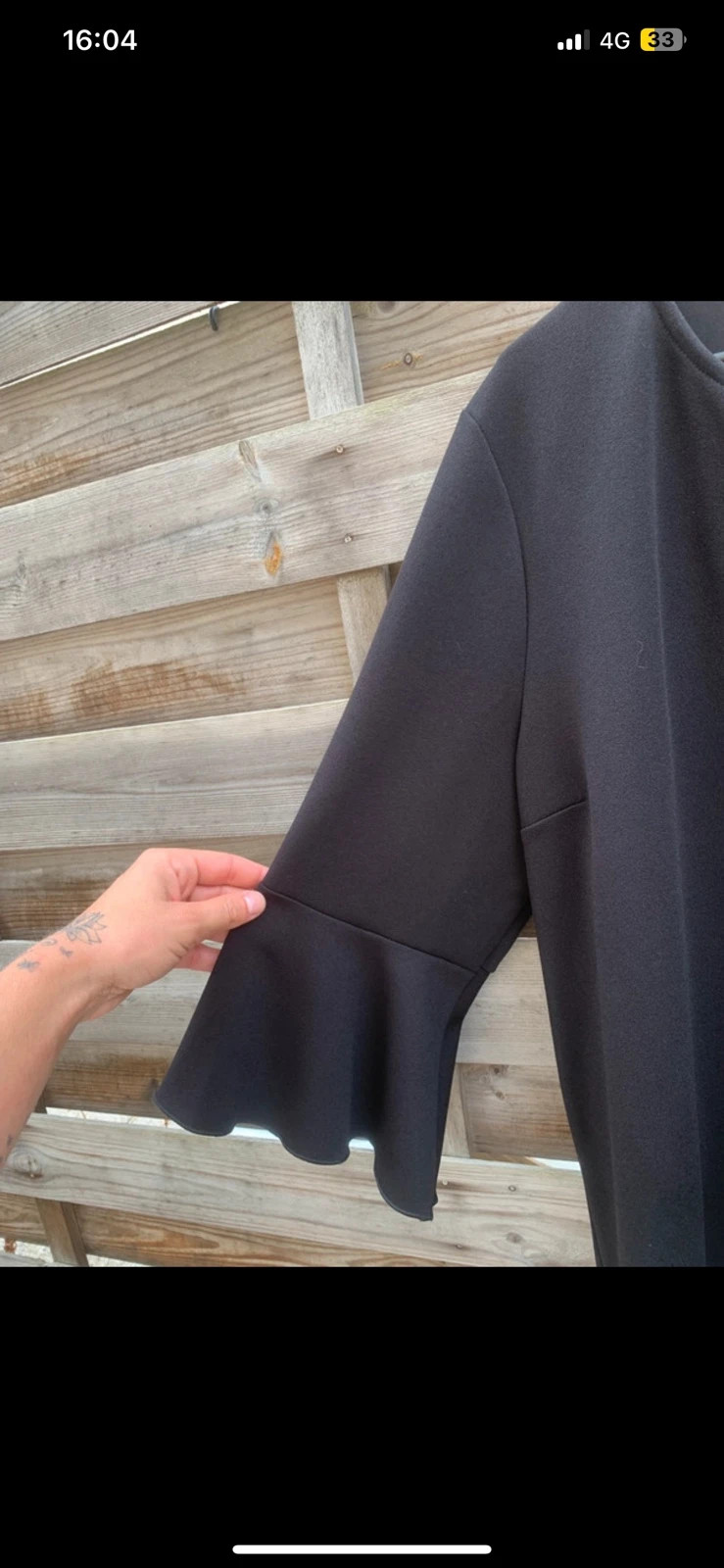 Robe noire Elora manches 3/4 évasées col zippé chic élégante taille 42/44 – ELORA – taille XL / 42 / 14 4