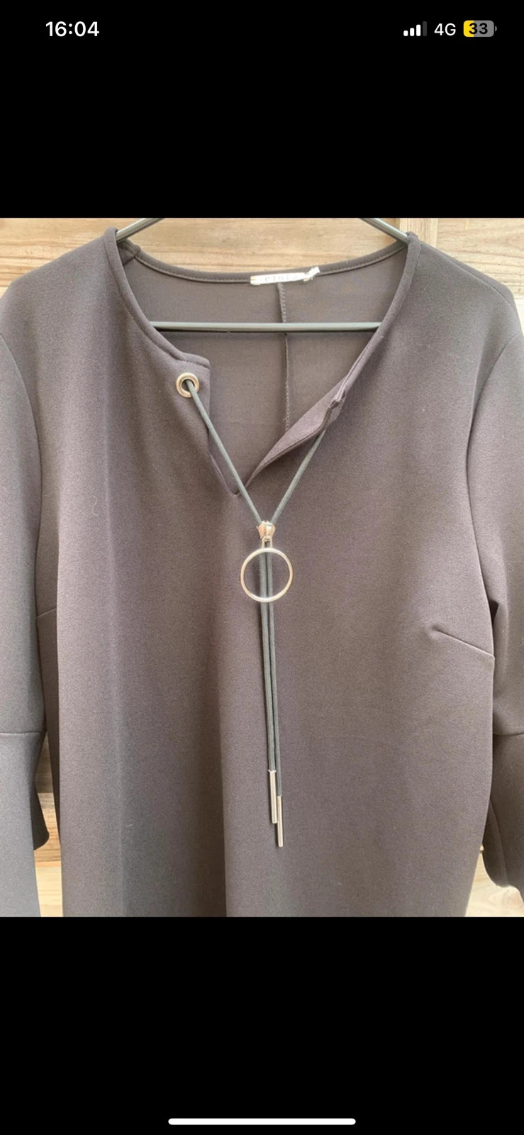 Robe noire Elora manches 3/4 évasées col zippé chic élégante taille 42/44 – ELORA – taille XL / 42 / 14 3