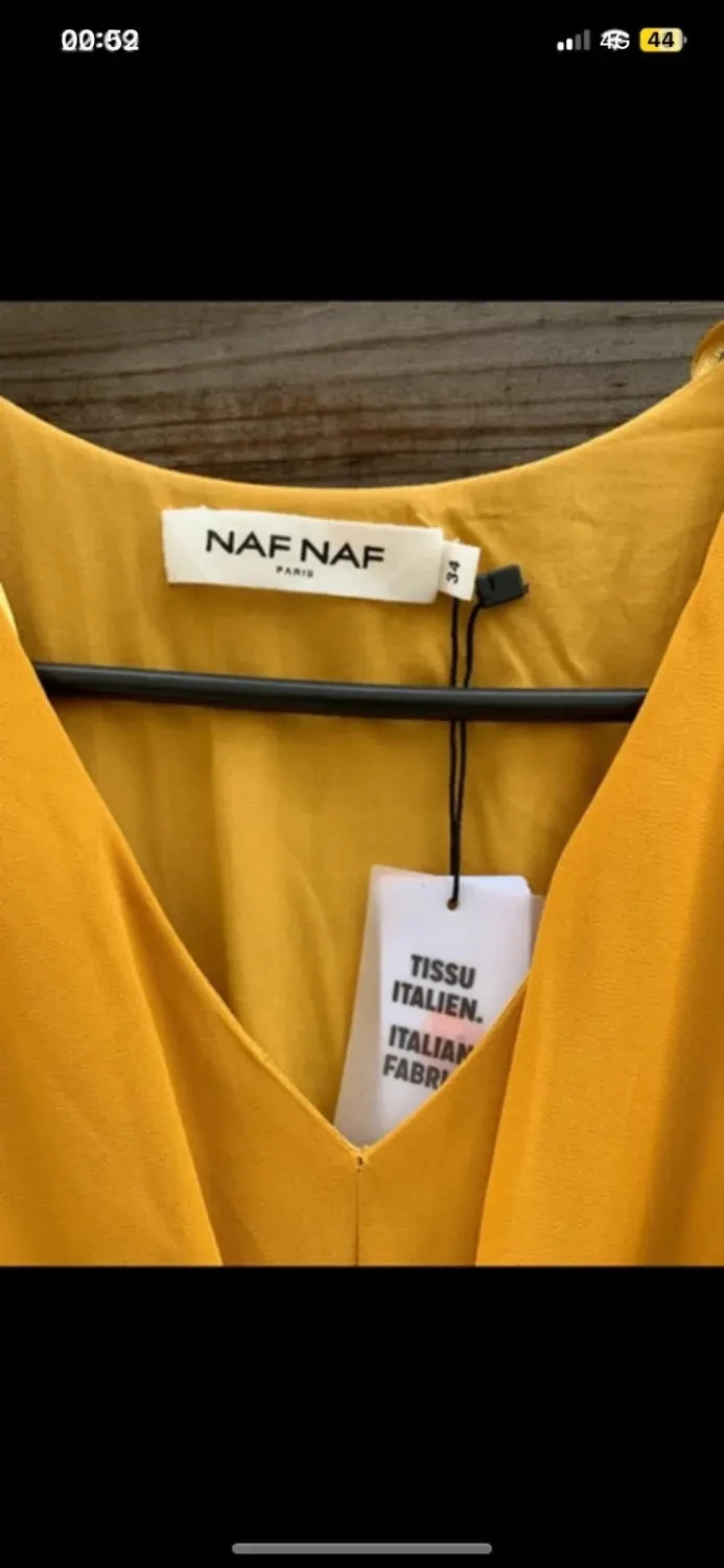 💛 Robe Naf Naf jaune moutarde plissée - Neuve avec étiquette - Taille 34 💛 – Naf Naf – taille XS / 34 / 6 3