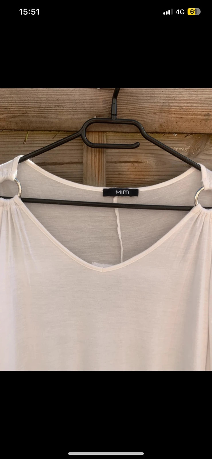 Top fluide blanc cassé MIM – détails anneaux argentés – taille M – Mim – taille S / 36 / 8 3