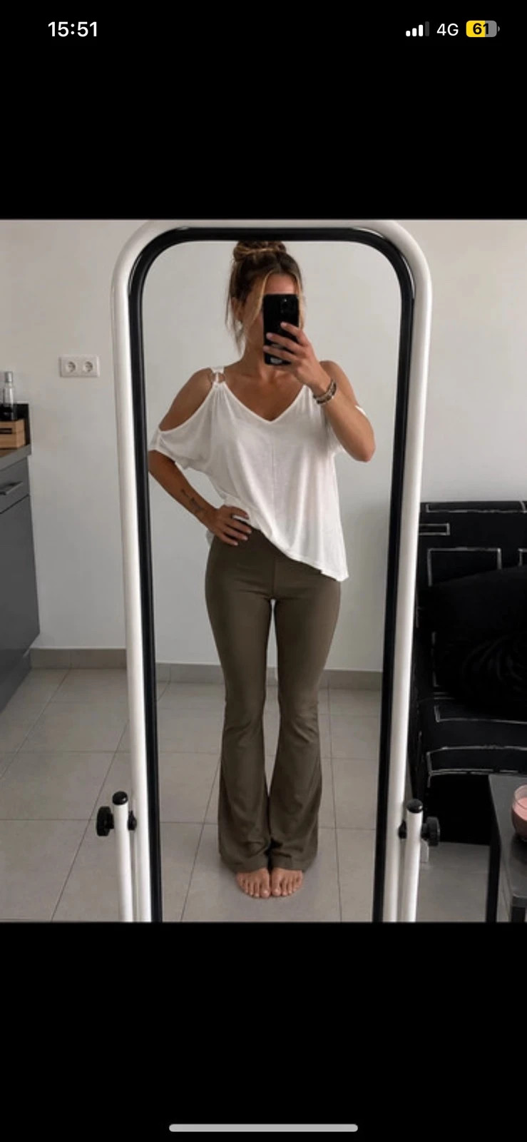 Top fluide blanc cassé MIM – détails anneaux argentés – taille M – Mim – taille S / 36 / 8 2