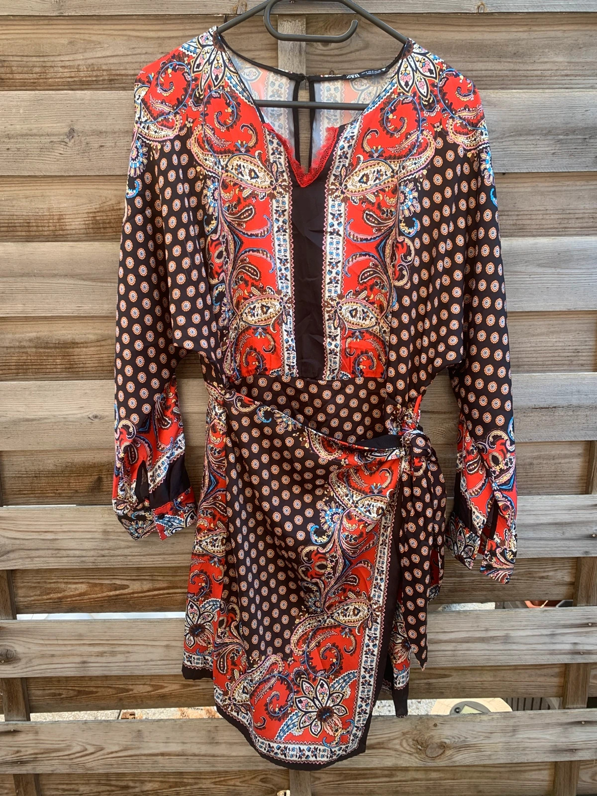 Robe Zara S / 36 imprimé cachemire paisley rouge & marron – Zara – taille S / 36 / 8 2
