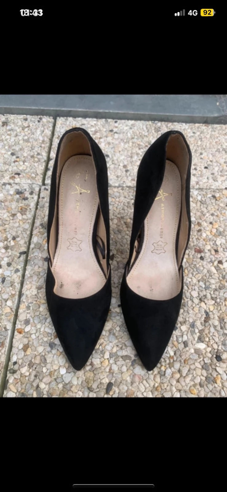Escarpins noirs à talons T38 – Daim – Bout pointu – Élégants – taille 38 3