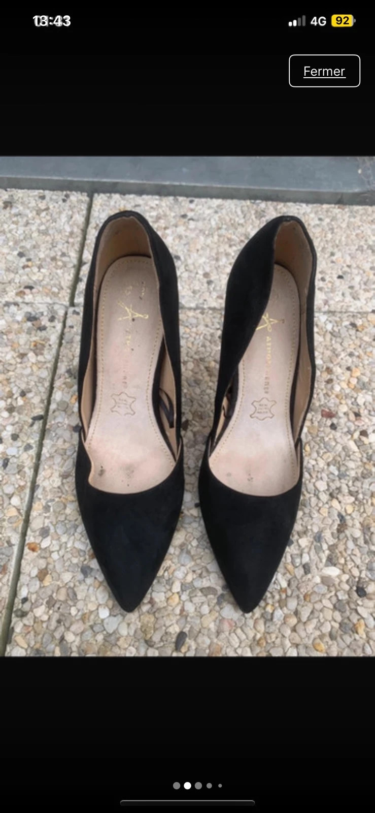 Escarpins noirs à talons T38 – Daim – Bout pointu – Élégants – taille 38 2