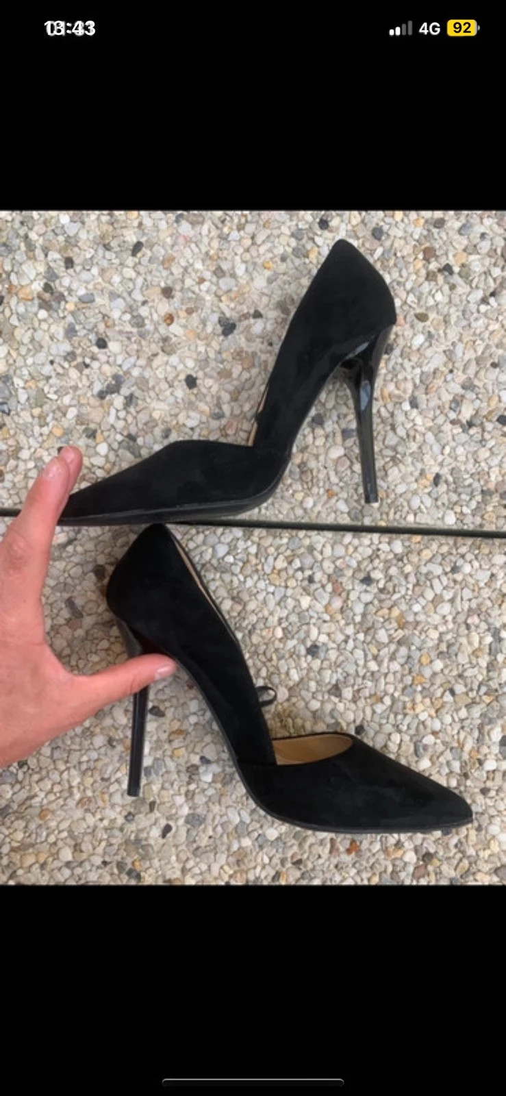 Escarpins noirs à talons T38 – Daim – Bout pointu – Élégants – taille 38 5