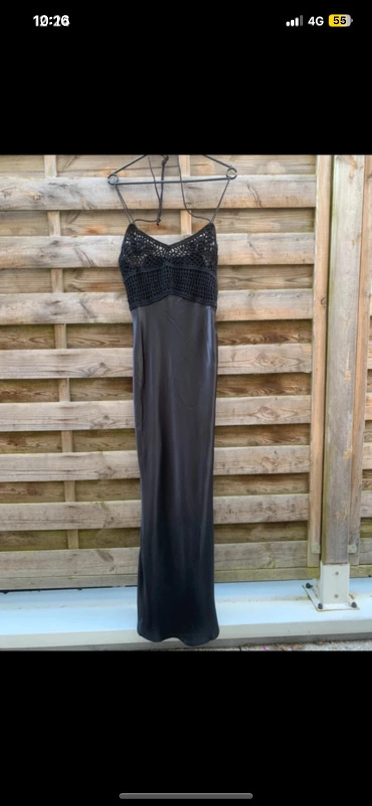 Robe longue noire satinée & crochet Asos – Taille 36/S – ASOS Design – taille S / 36 / 8 2