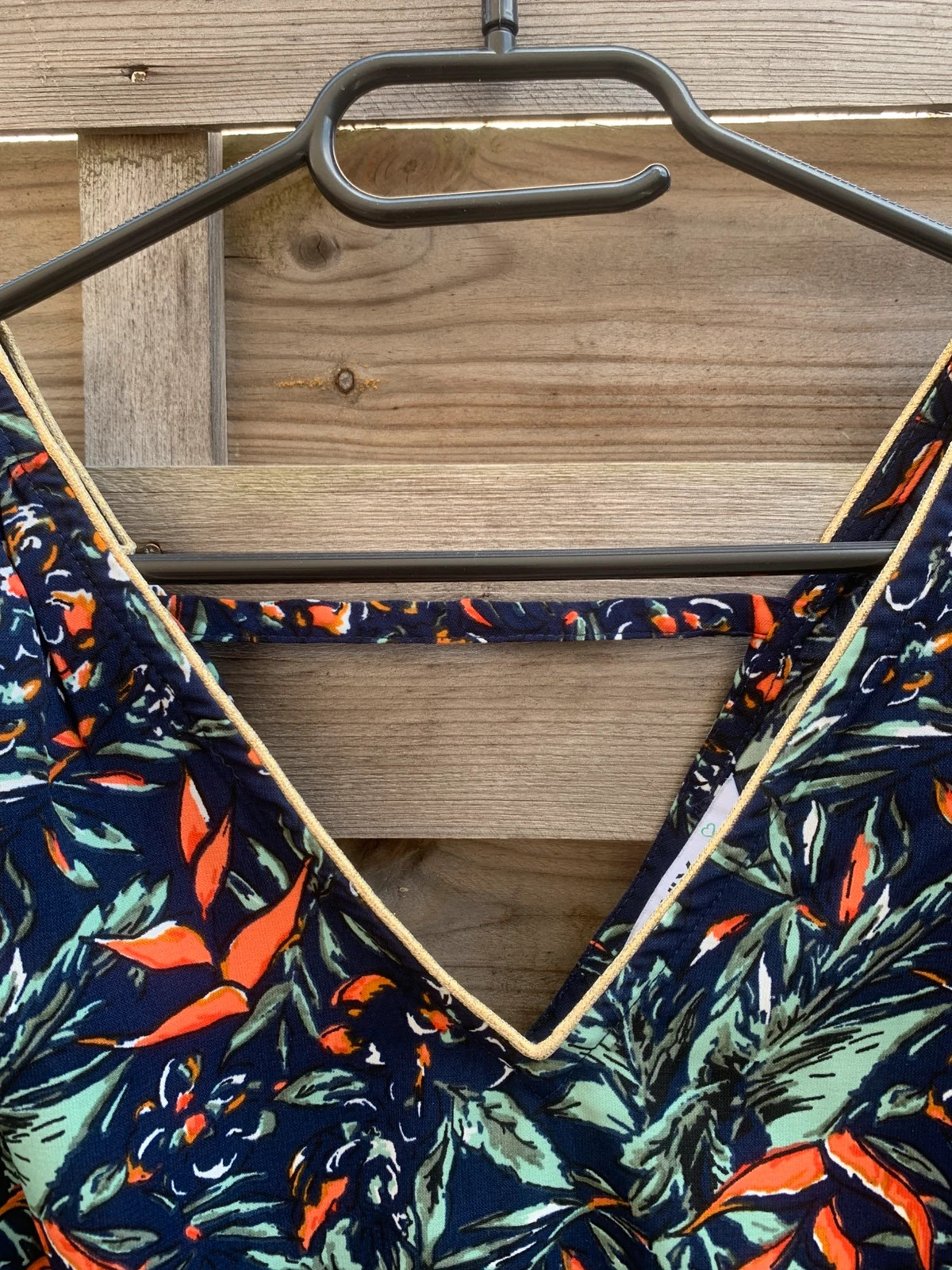 🌿 Top ONLY S imprimé tropical à volants bleu marine été – ONLY – taille S / 36 / 8 3