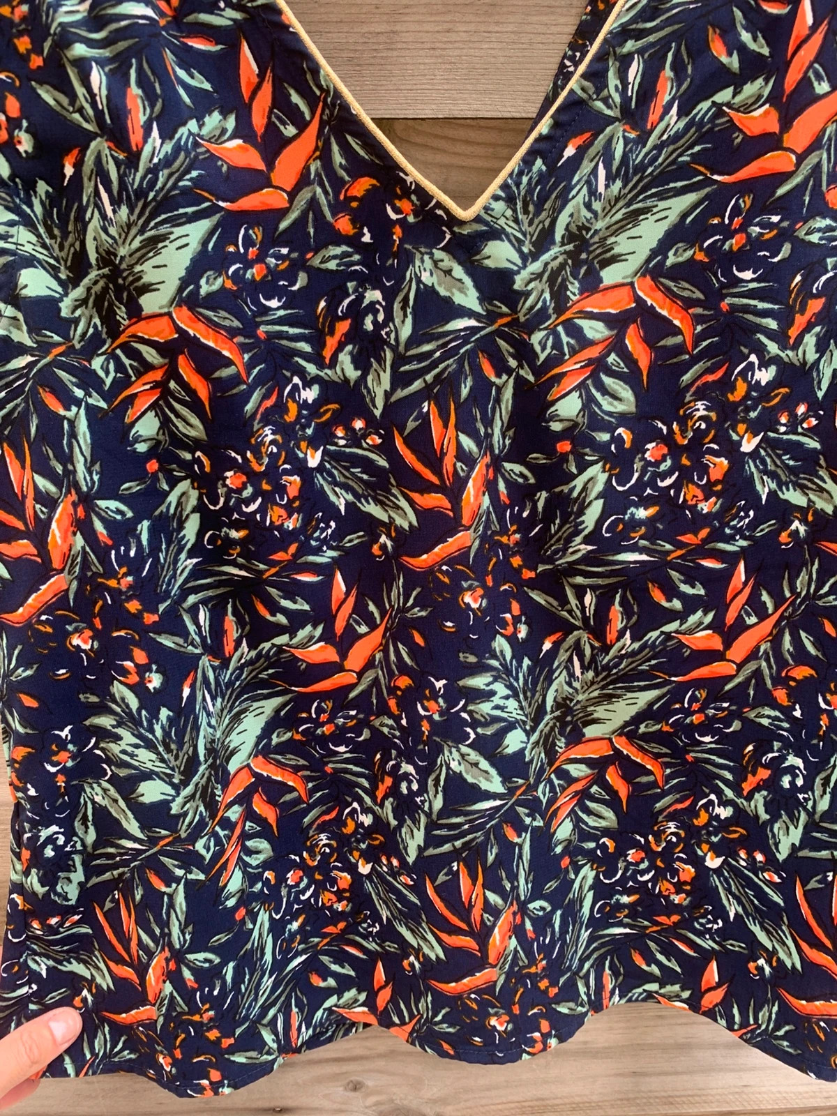 🌿 Top ONLY S imprimé tropical à volants bleu marine été – ONLY – taille S / 36 / 8 5
