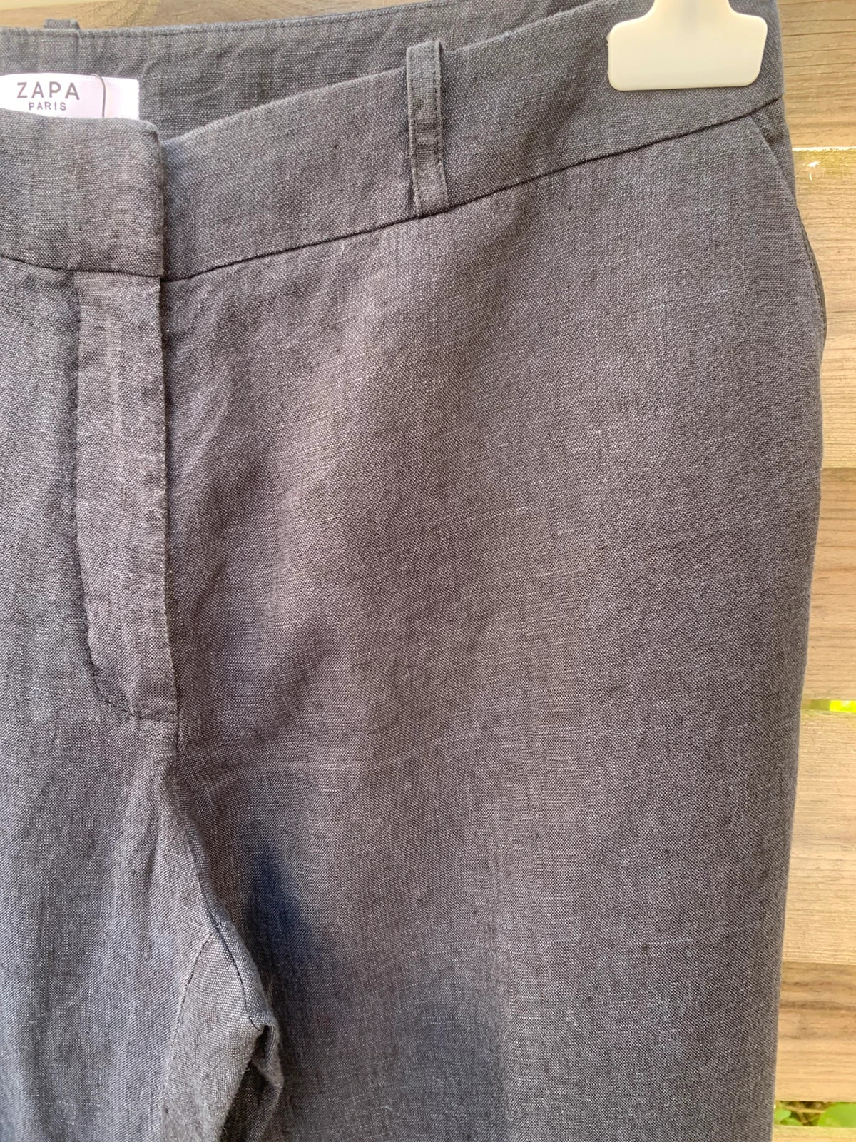 Pantalon ZAPA Paris 100 % lin gris anthracite – Taille 38 – ZAPA – taille M / 38 / 10 4