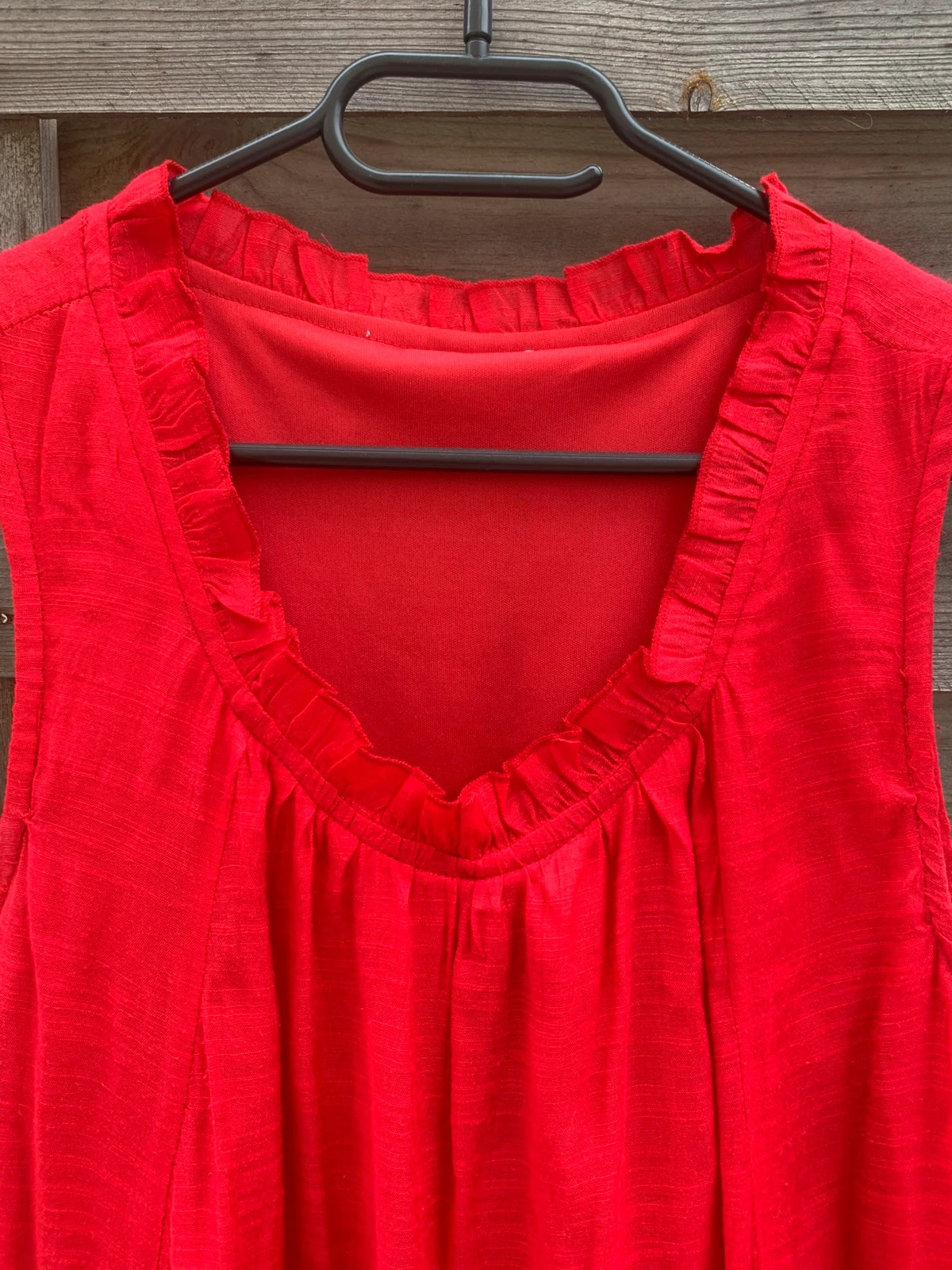 Robe rouge fluide à volants – Taille 36/S – Style bohème chic, décontracté – taille S / 36 / 8 2