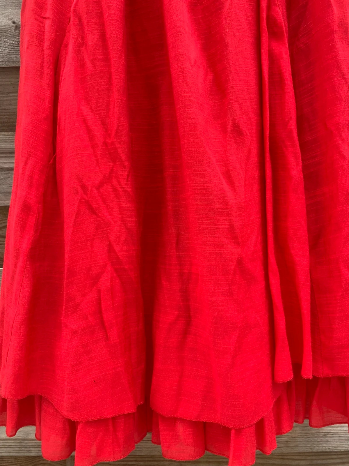 Robe rouge fluide à volants – Taille 36/S – Style bohème chic, décontracté – taille S / 36 / 8 5
