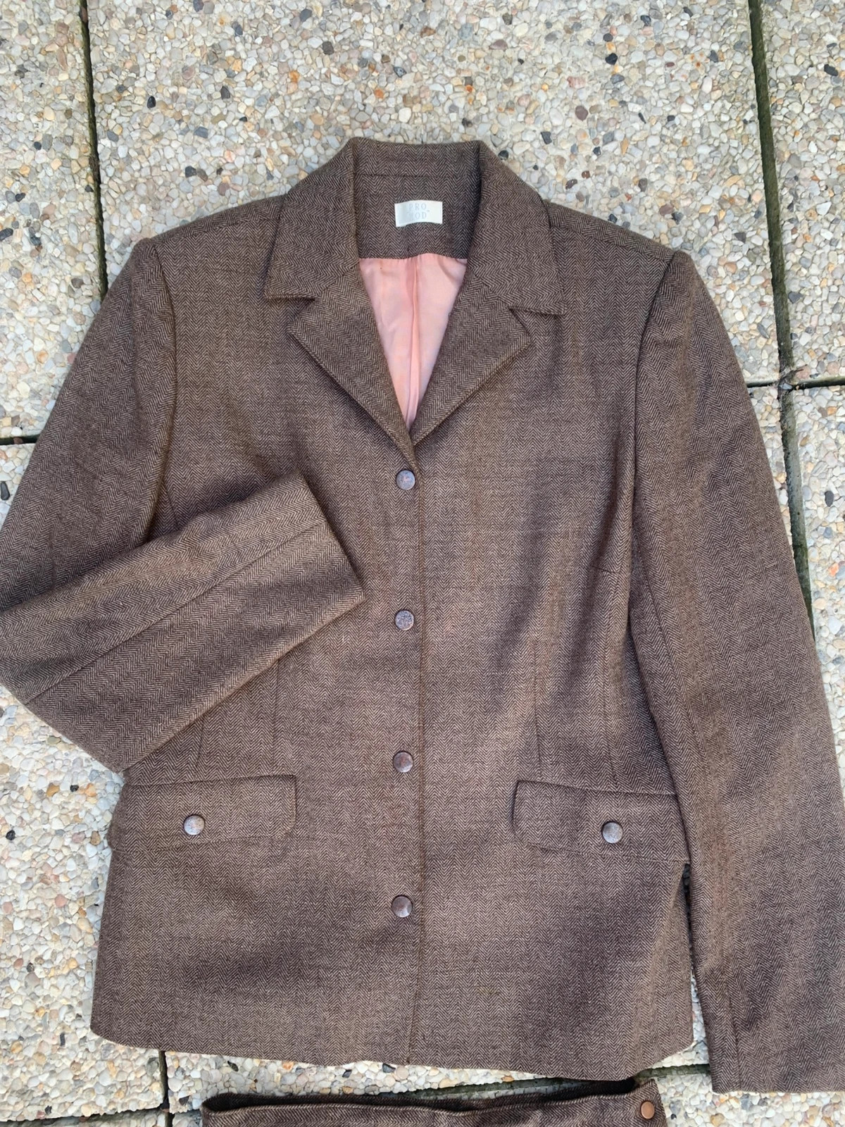 Ensemble tailleur vintage PRO-MOD marron chevrons veste + jupe T36 – Promod – taille S / 36 / 8 2