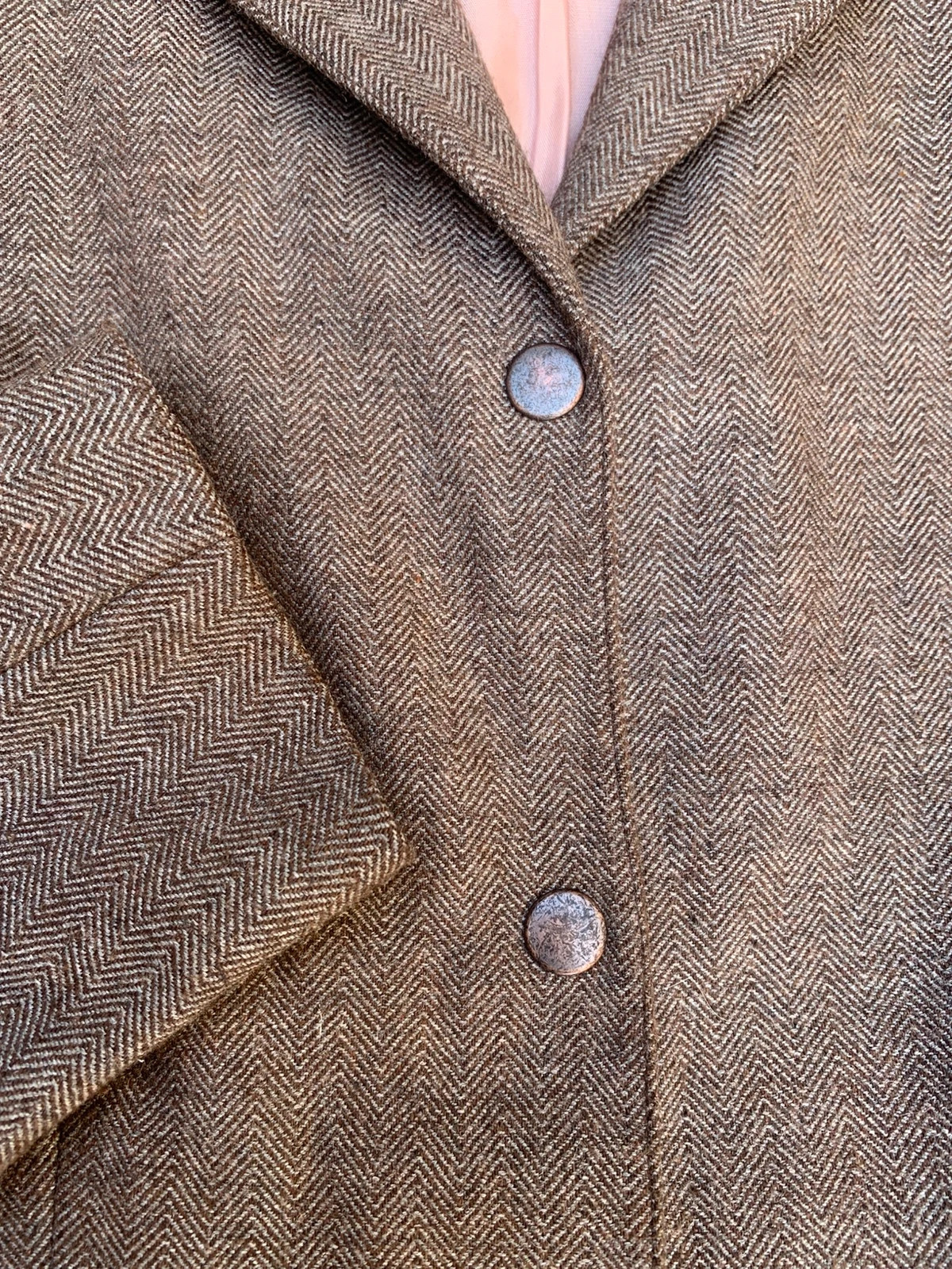 Ensemble tailleur vintage PRO-MOD marron chevrons veste + jupe T36 – Promod – taille S / 36 / 8 5