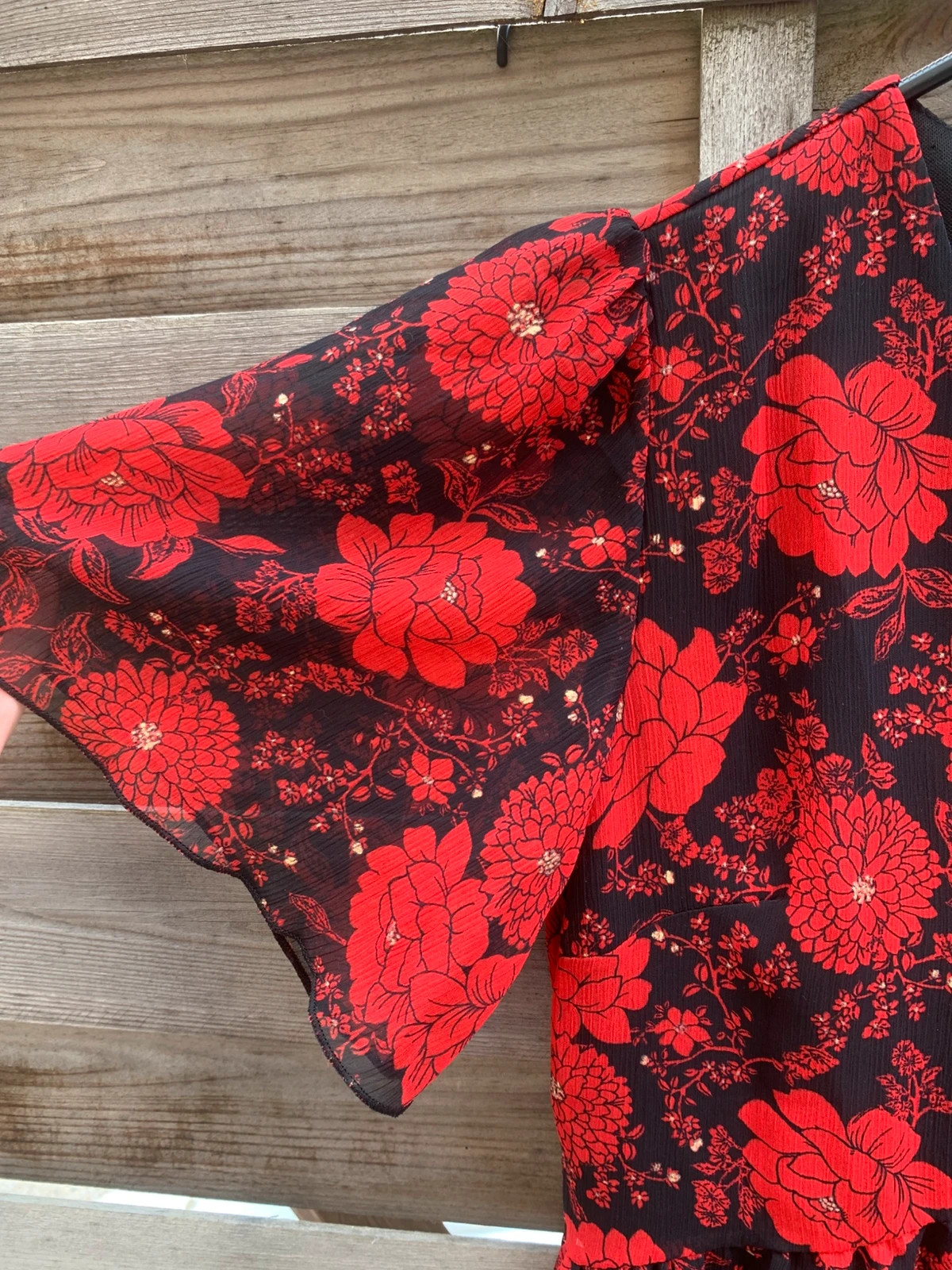 Robe Edji T36 fleurie rouge & noire – Fluide – Fabriquée en France – EDJI – taille S / 36 / 8 3