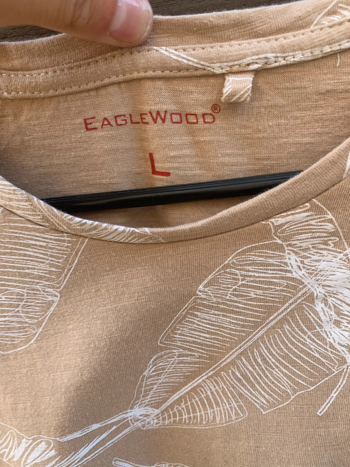 T-shirt Eaglewood homme L beige – imprimé feuilles tropicales – 100% coton – Eaglewood – taille L 2