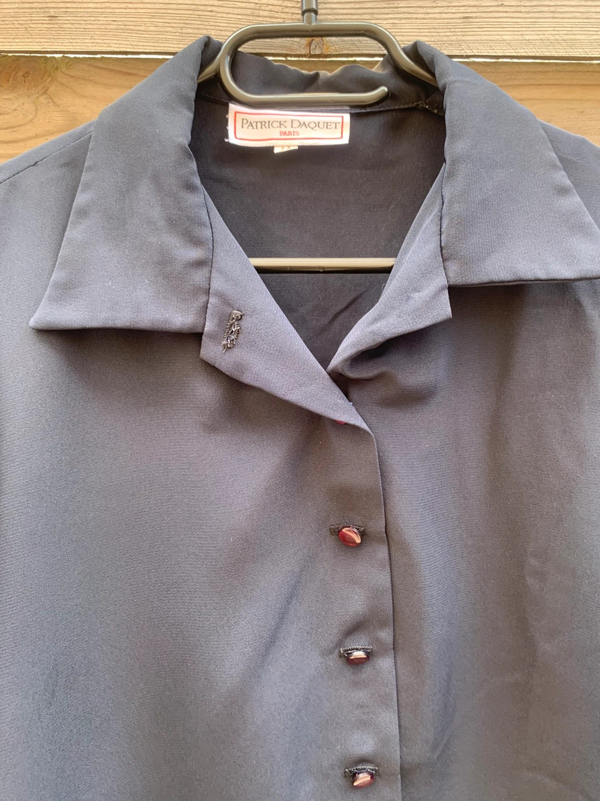 Chemise vintage Patrick Daquet Paris bleu marine – Taille 44 – Boutons bijoux – Patrick Daquet – taille XL / 42 / 14 3
