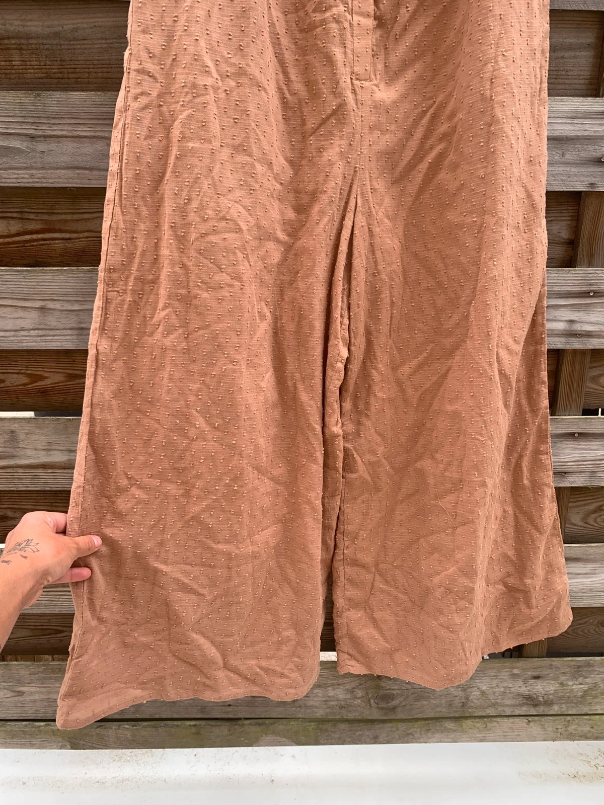 Combinaison pantalon ASOS beige rosé / camel taille 36 – style bardot épaules dénudées – ASOS Design – taille S / 36 / 8 5