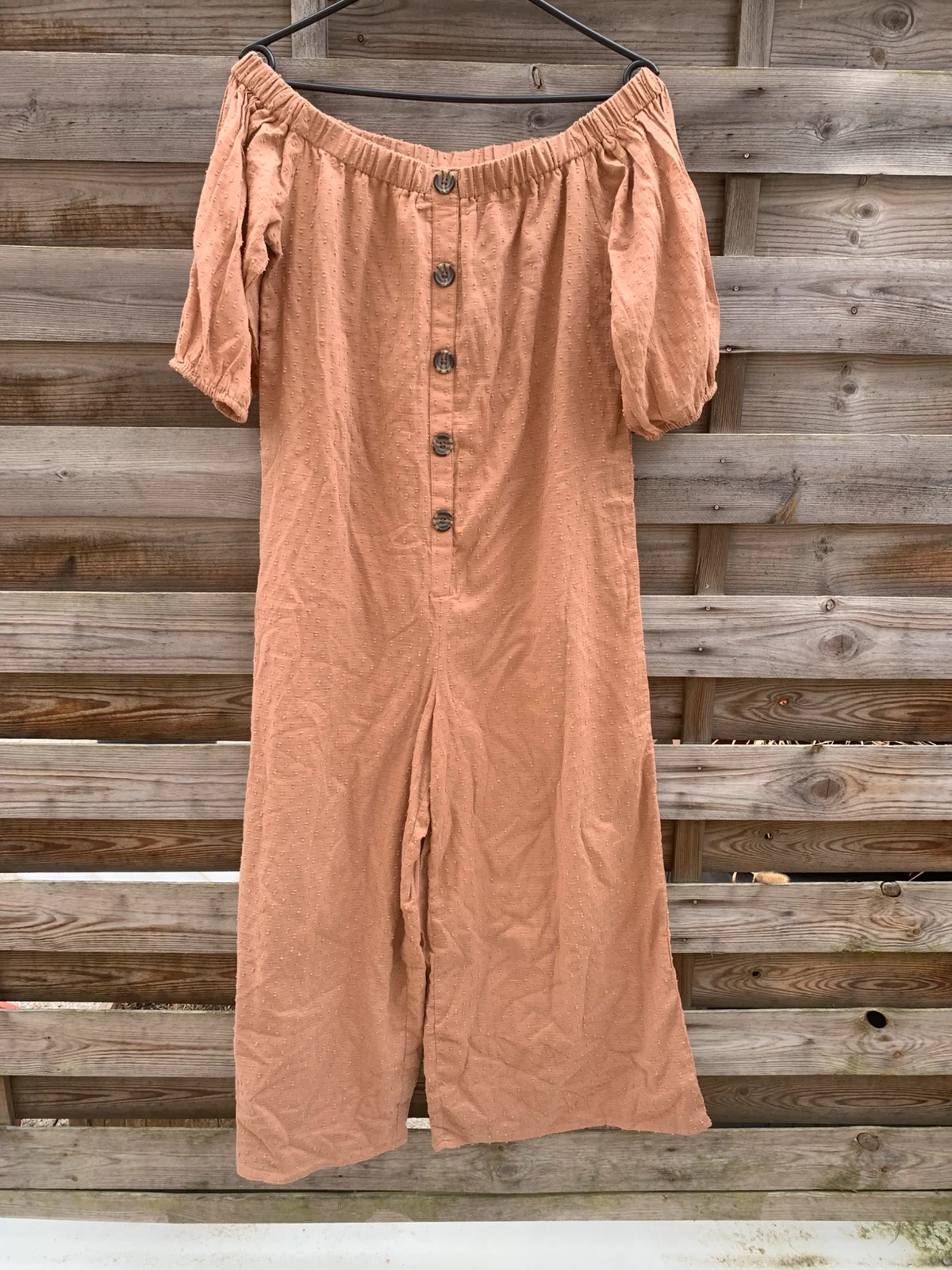 Combinaison pantalon ASOS beige rosé / camel taille 36 – style bardot épaules dénudées – ASOS Design – taille S / 36 / 8 2