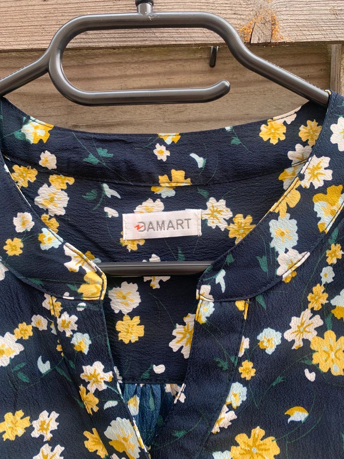 Robe Damart fleurie bleu marine & jaune – Taille 38 – Ceinture à nouer – Doublée – Damart – taille M / 38 / 10 2