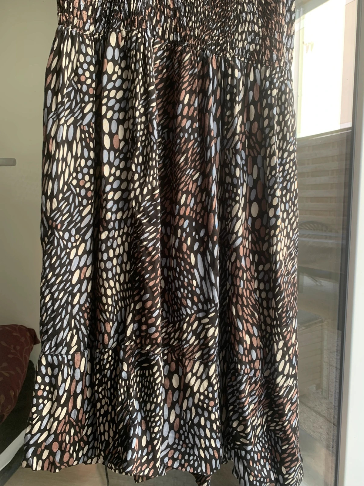 Robe Masai T.M en viscose – imprimé graphique noir, beige et bleu – coupe fluide – Masai – taille M / 38 / 10 5