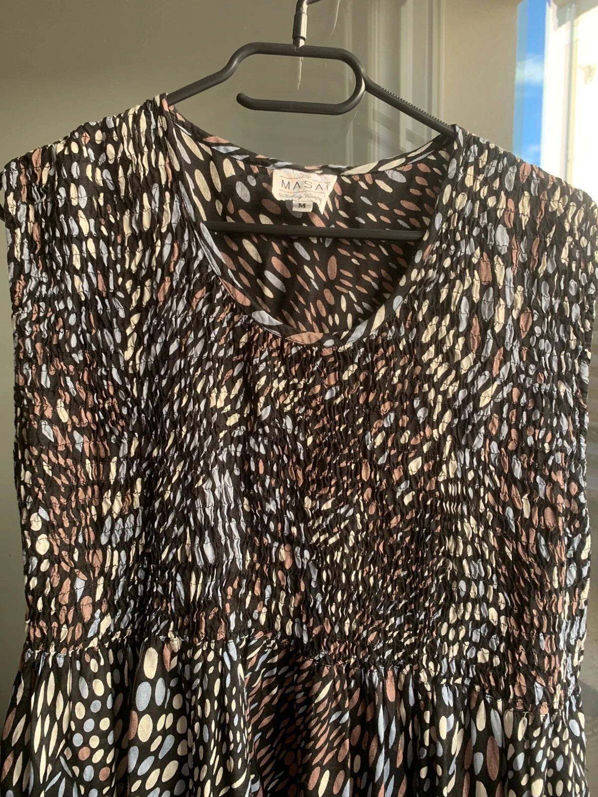 Robe Masai T.M en viscose – imprimé graphique noir, beige et bleu – coupe fluide – Masai – taille M / 38 / 10 4