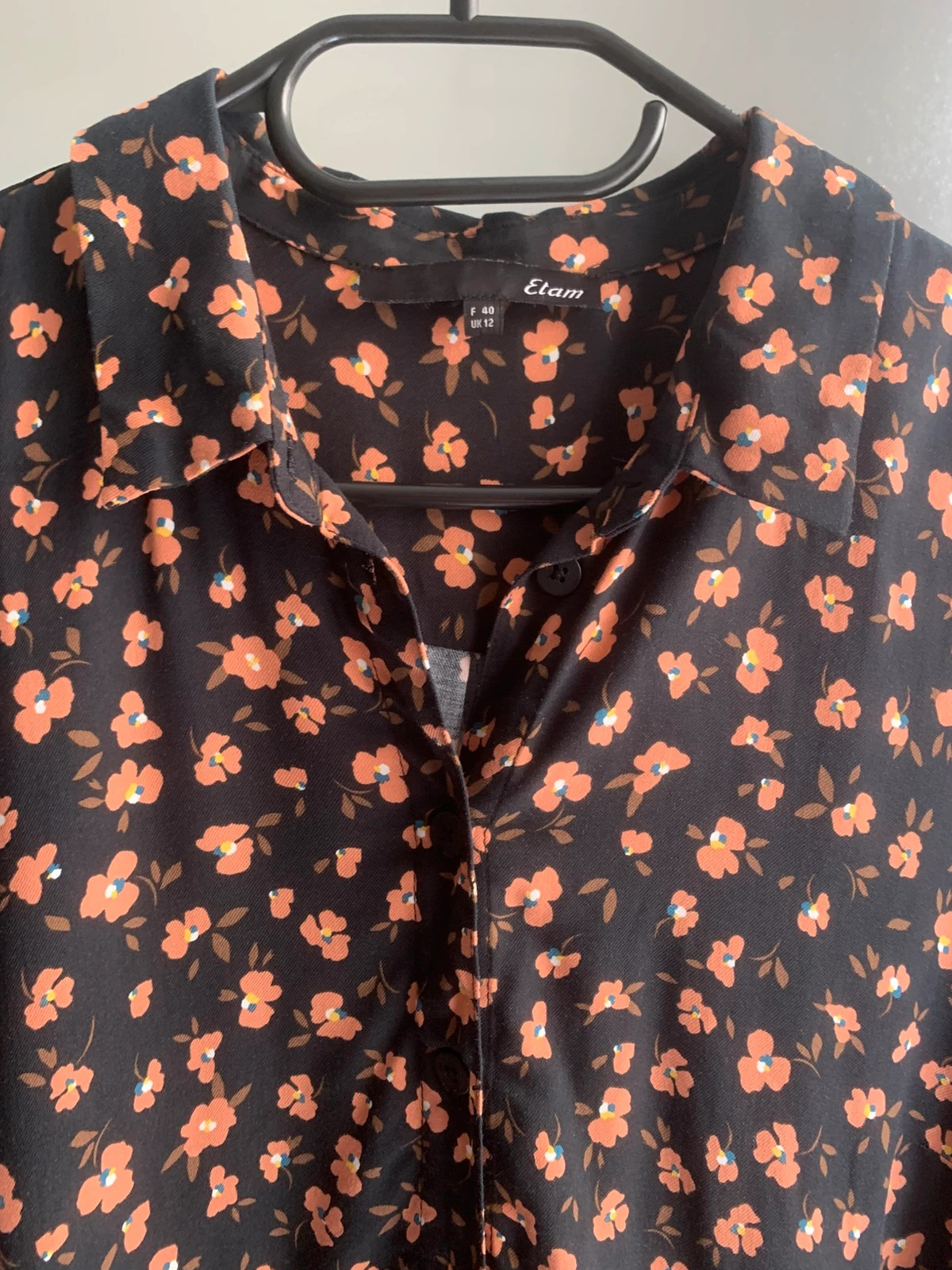 Robe chemise fleurie Etam T40 – fluide manches longues – Etam – taille L / 40 / 12 3