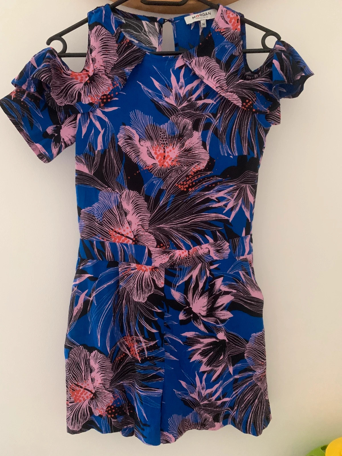 Combinaison short Morgan bleu tropical fleurie XS/34 🌺💙 – Morgan – taille XS / 34 / 6 3