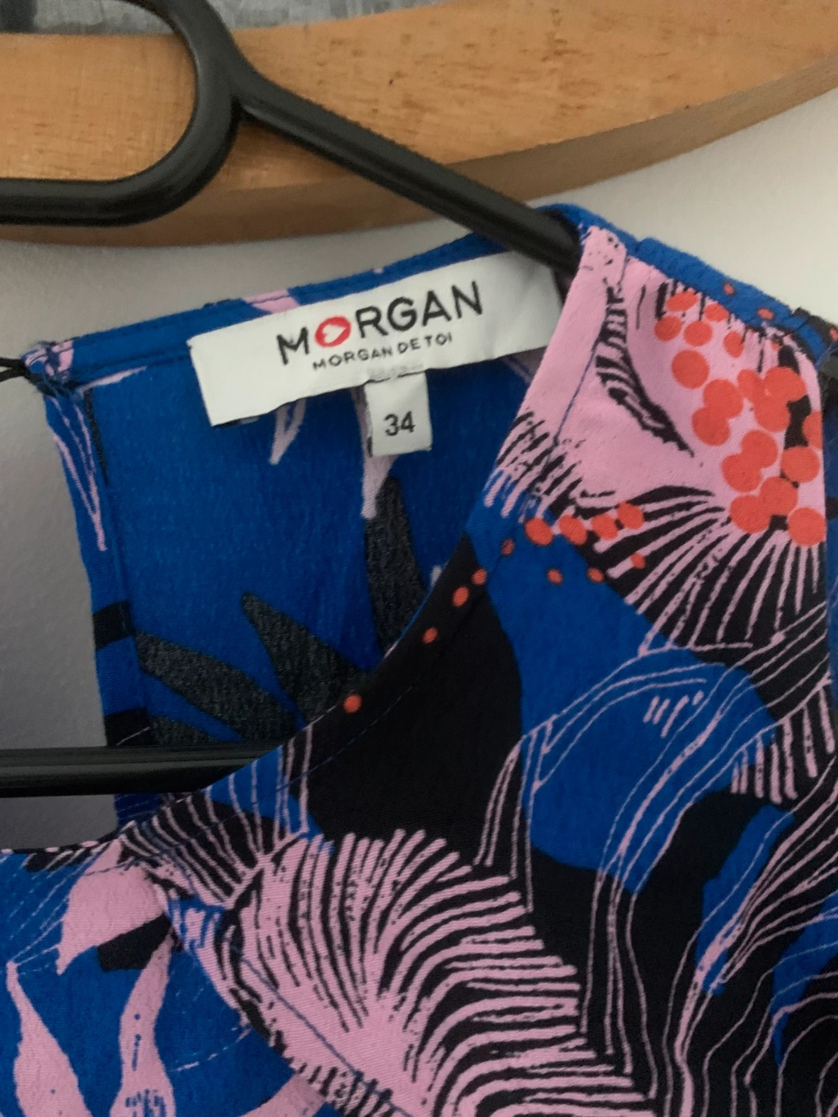Combinaison short Morgan bleu tropical fleurie XS/34 🌺💙 – Morgan – taille XS / 34 / 6 4