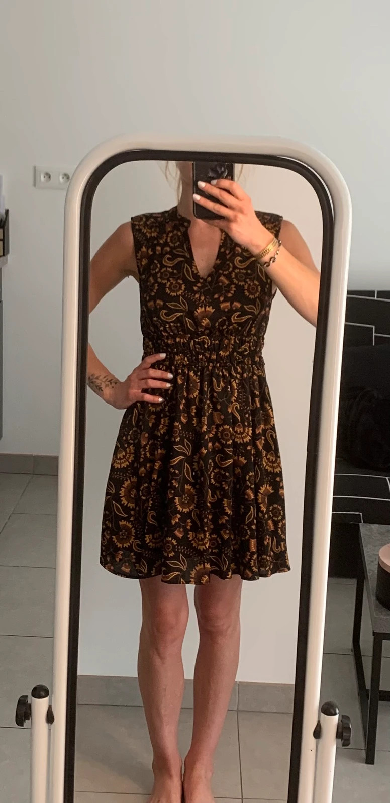 🧡 Robe Manoukian 36 – Imprimé bohème chic noir & camel 🧡 – Manoukian – taille S / 36 / 8 2