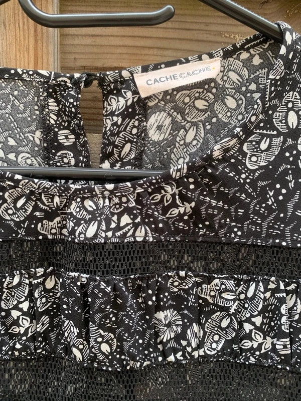 Blouse Cache Cache noire & blanche imprimée – Taille 34 - neuve sans étiquette – Cache Cache – taille XS / 34 / 6 2